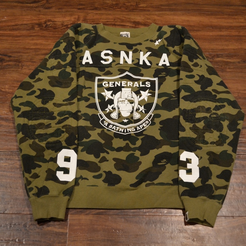 Bape 1st Camo ASNKA Generals Crewneck Sweatshirt
